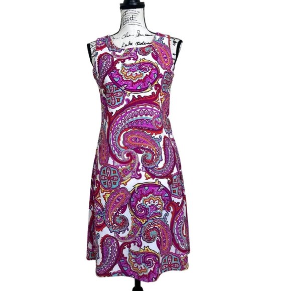 Jude Connally Dresses & Skirts - Jude Connally Beth Dress Sleeveless Paisley Jude Cloth Sheath Colorful Size S
